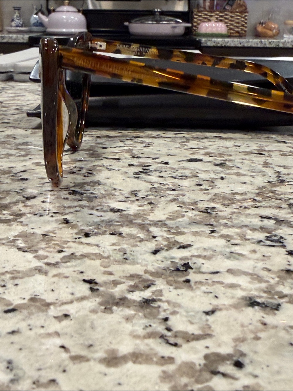 Saint Laurent Tortoise Cat-Eye Heart Sunglasses with Dark Lenses - Picture 2 of 3